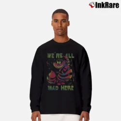 Men’s Alice In Wonderland Cheshire Cat Neon All Mad Here Long-Sleeve Shirt in black | Sleek, Lightweight, Year-Round Wear