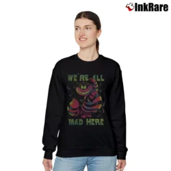Women’s Alice In Wonderland Cheshire Cat Neon All Mad Here Relaxed Sweatshirt in black | Soft, Laid-Back Vibe
