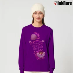 Women’s Alice In Wonderland Cheshire Cat We're All Mad Here Long-Sleeve Top in purple | Sleek, Versatile, All-Season