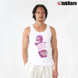 Men’s Alice In Wonderland Cheshire Cat We're All Mad Here Tank Top in white | Breathable, Active-Friendly Design