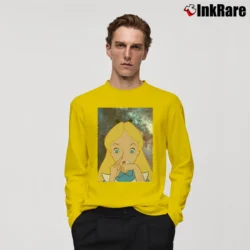 Men’s Alice In Wonderland Doing A Bump Long-Sleeve Shirt in yellow | Sleek, Lightweight, Year-Round Wear