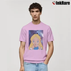Men’s Alice In Wonderland Doing A Bump Classic T-Shirt in light pink | Soft, Breathable Everyday Wear