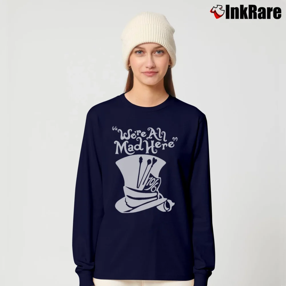 Women’s Alice In Wonderland Mad Hatter Disney Character Long-Sleeve Top in navy | Sleek, Versatile, All-Season