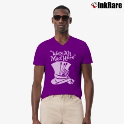 Men’s Alice In Wonderland Mad Hatter Disney Character V-Neck Tee in purple | Sharp, Breathable, Everyday Staple