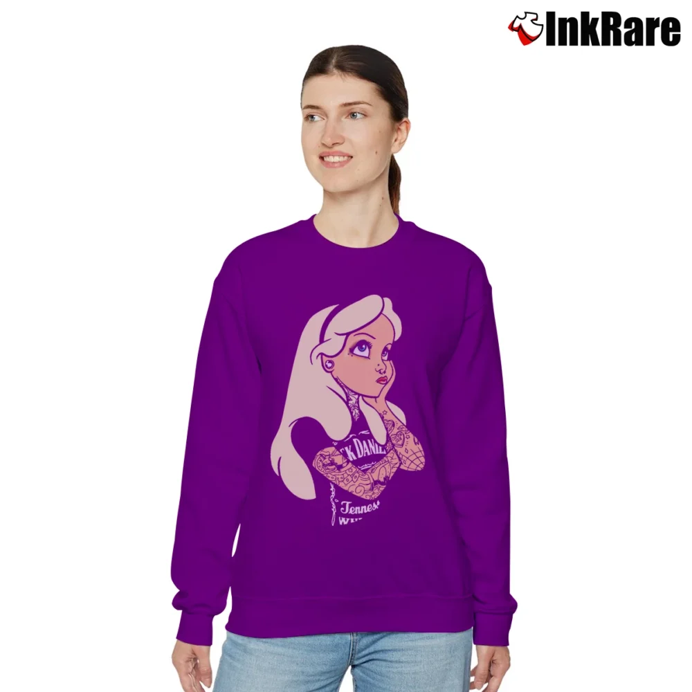 Women’s Alice In Wonderland Punk Rock Disney Inspired Relaxed Sweatshirt in purple | Soft, Laid-Back Vibe