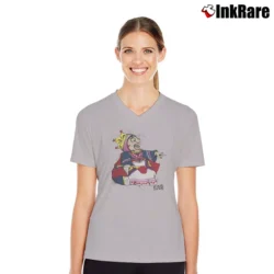 Women’s Alice In Wonderland Queen Of Hearts Psychedelic 90s V-Neck Tee in sport grey | Chic Neckline, Soft Texture