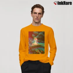 Men’s Alice In Wonderland Trippy Psychedelic Long-Sleeve Shirt in orange | Sleek, Lightweight, Year-Round Wear