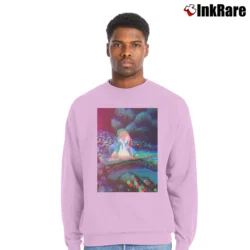 Men’s Alice In Wonderland Trippy Psychedelic Crewneck Sweatshirt in light pink | Cozy Fabric, Clean Style