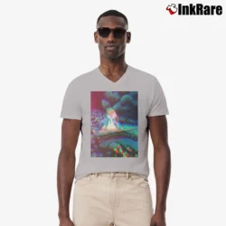 Men’s Alice In Wonderland Trippy Psychedelic V-Neck Tee in sport grey | Sharp, Breathable, Everyday Staple
