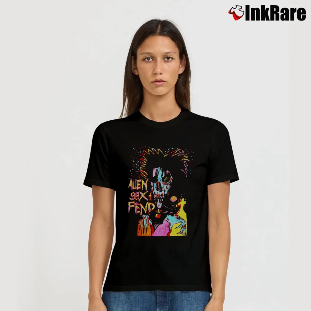 Women’s Alien Sex Fiend 1980s 1990s Goth Horror Punk Signature T-Shirt in black | Soft, Flattering Fit