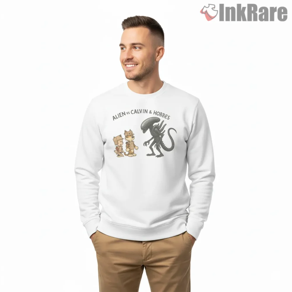 Alien Versus Calvin And Hobbes Space Adventure Shirt on graphic shirt for men graphic tee
