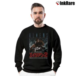 Men’s Aliens This Time It's War Japanese Poster Crewneck Sweatshirt in black | Cozy Fabric, Clean Style