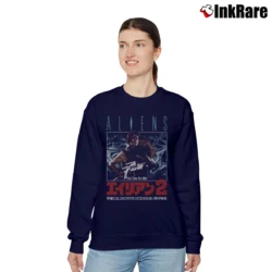 Women’s Aliens This Time It's War Japanese Poster Relaxed Sweatshirt in navy | Soft, Laid-Back Vibe