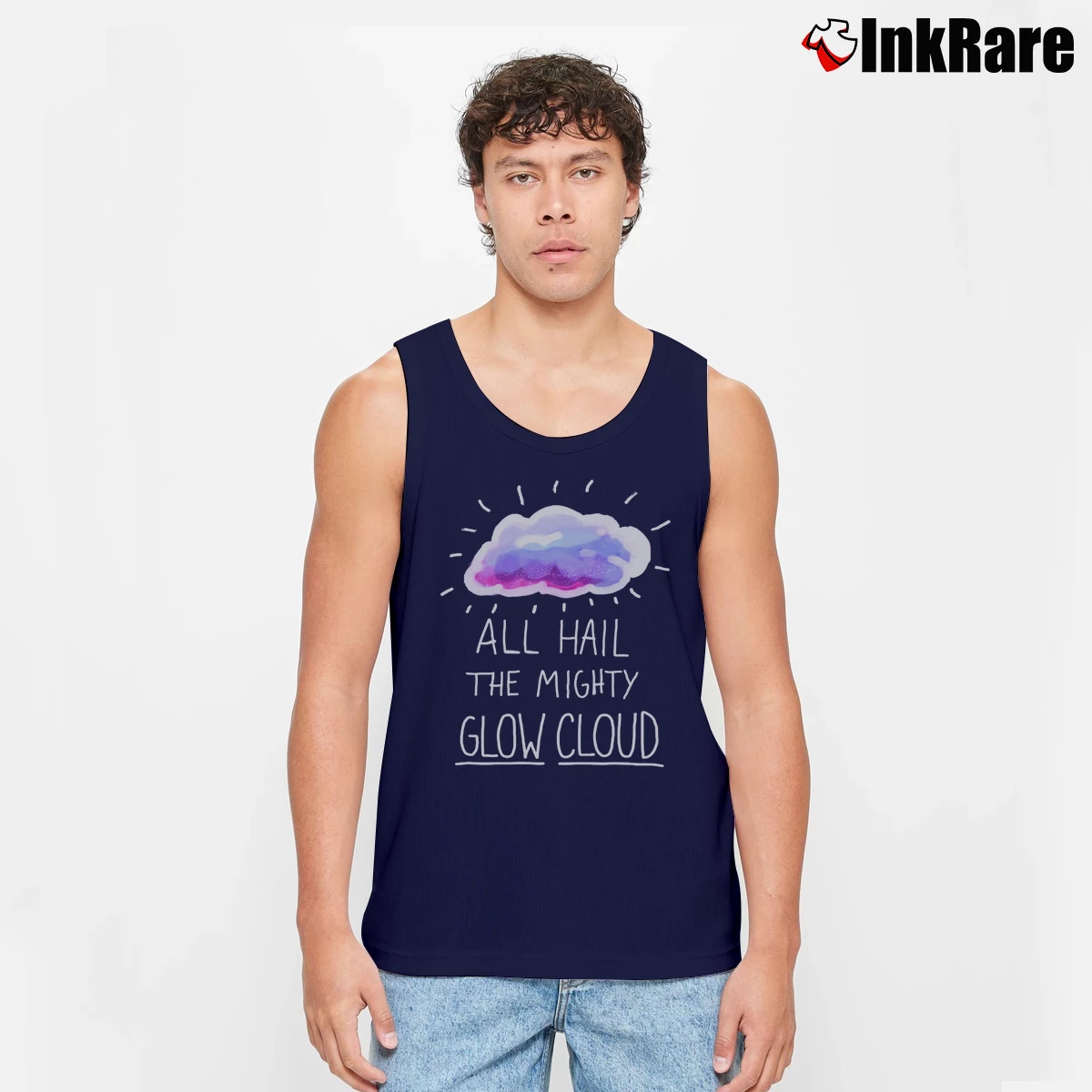 Men’s All Hail The Mighty Glow Cloud Tank Top in navy | Breathable, Active-Friendly Design