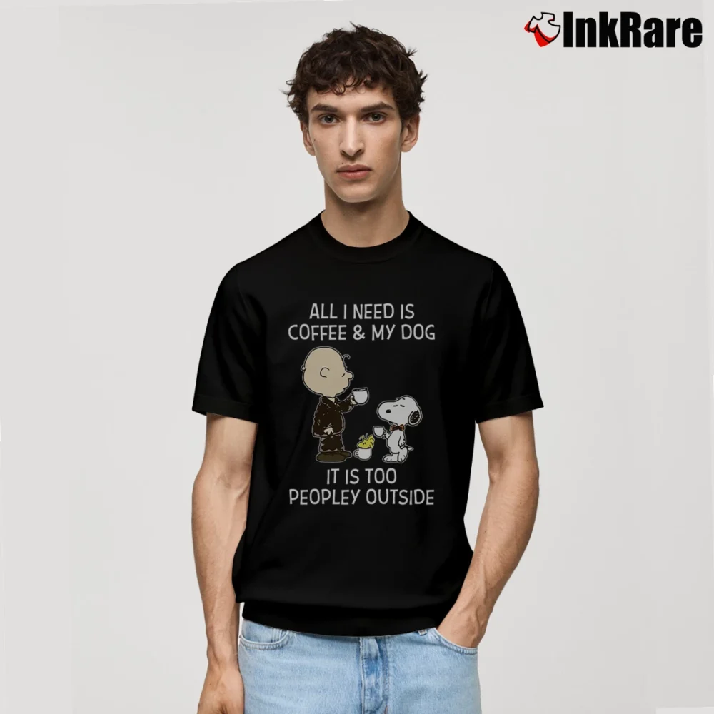 Men’s All I Need Is Coffee And My Dog Snoopy And Charlie Brown Classic T-Shirt in black | Soft, Breathable Everyday Wear