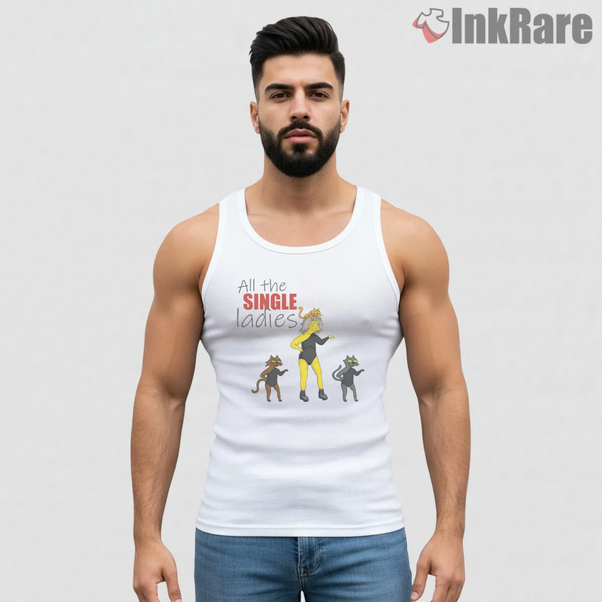 All The Single Ladies Simpsons Dance Meme Parody Shirt on white tank top for men graphic tee