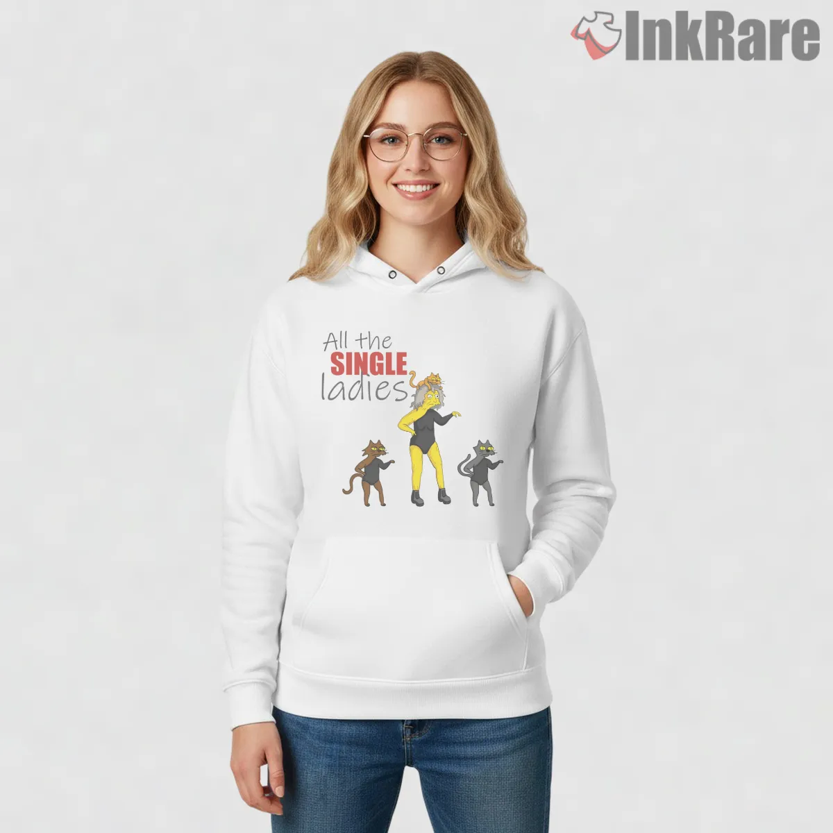 All The Single Ladies Simpsons Dance Meme Parody Hoodie White All The Single Ladies Simpsons Dance Meme Parody Shirt on white hoodie for women graphic tee