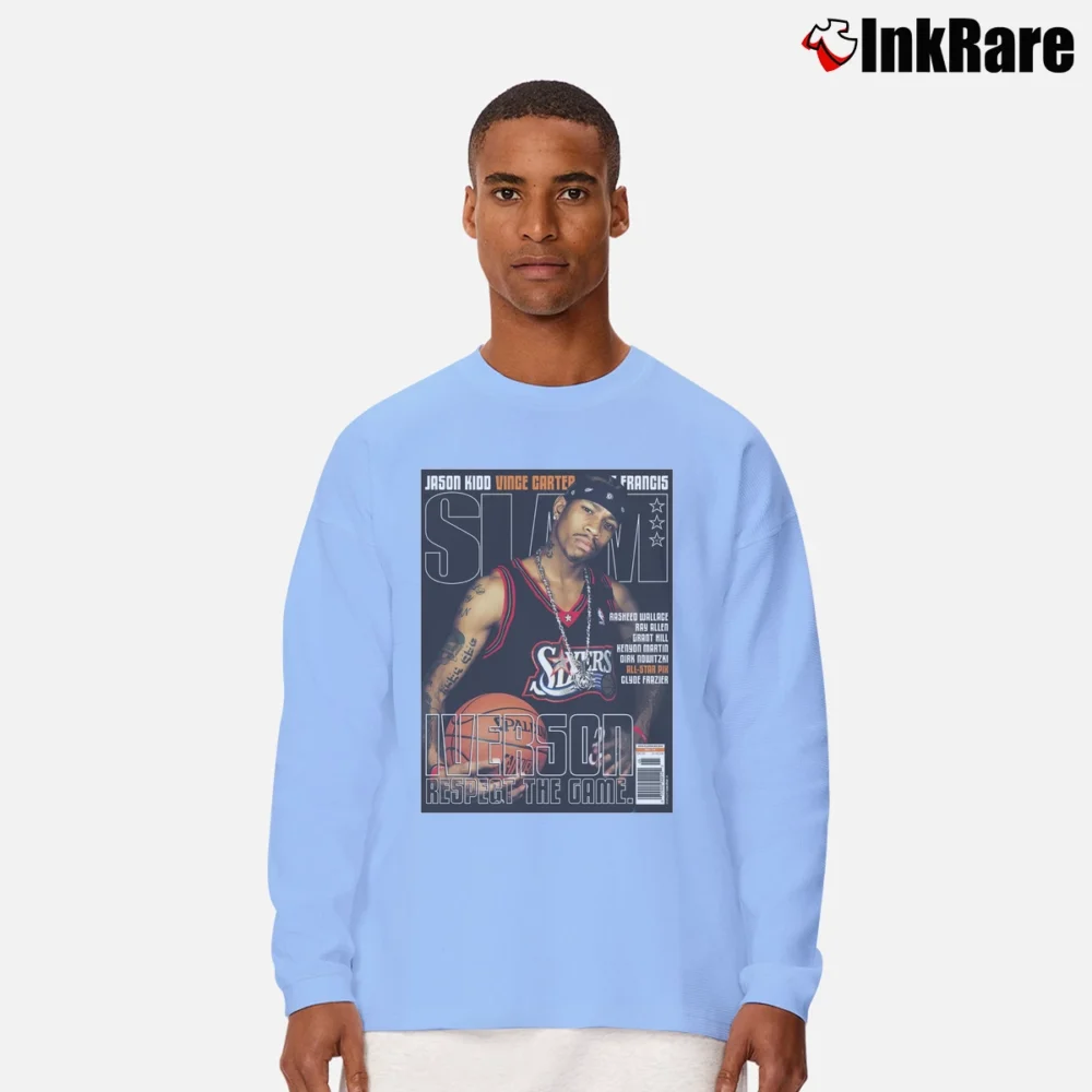 Men’s Allen Iverson Slam Cover Long-Sleeve Shirt in light blue | Sleek, Lightweight, Year-Round Wear