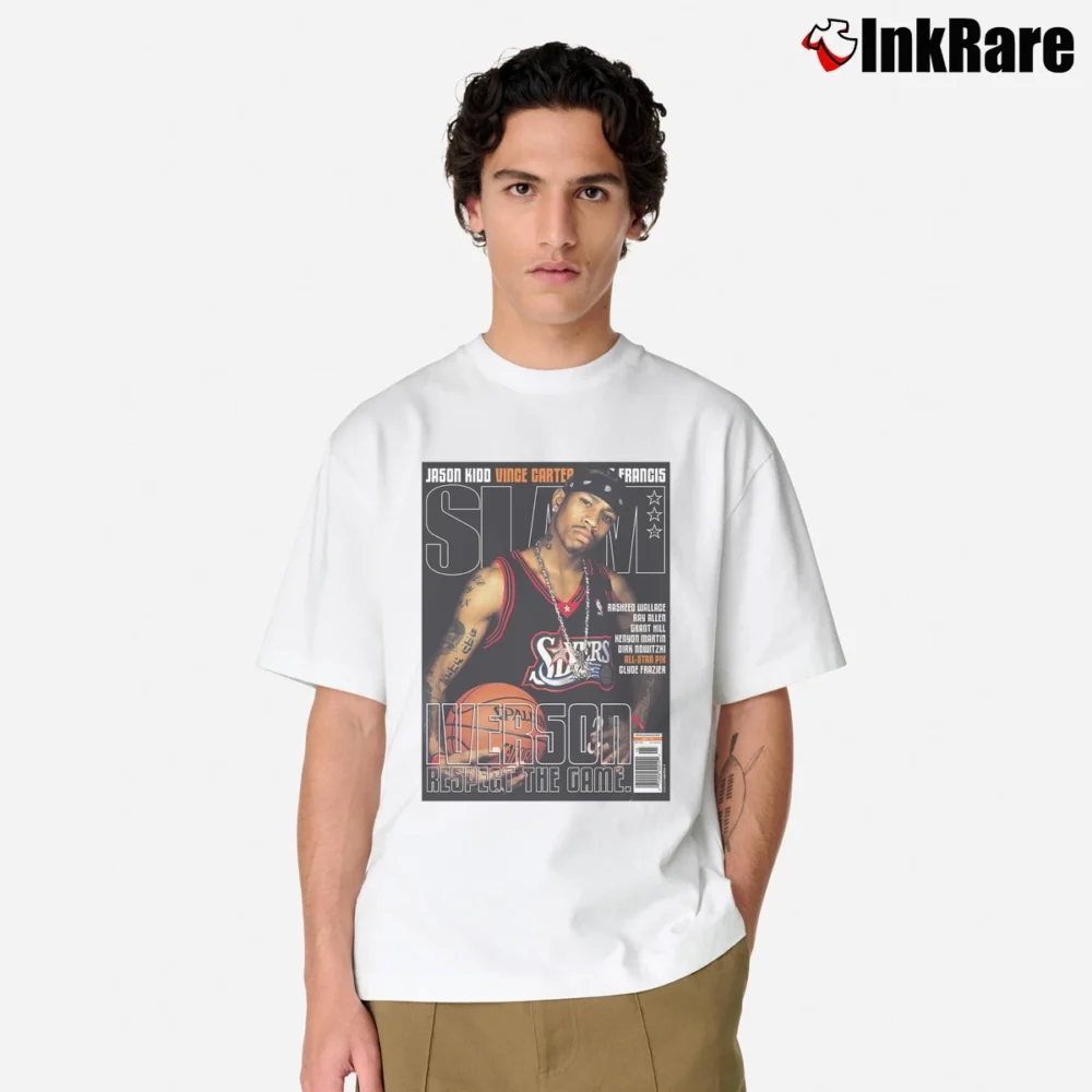 Men’s Allen Iverson Slam Cover Classic T-Shirt in white | Soft, Breathable Everyday Wear