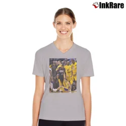 Women’s Allen Iverson Step Over 76ers V-Neck Tee in sport grey | Chic Neckline, Soft Texture