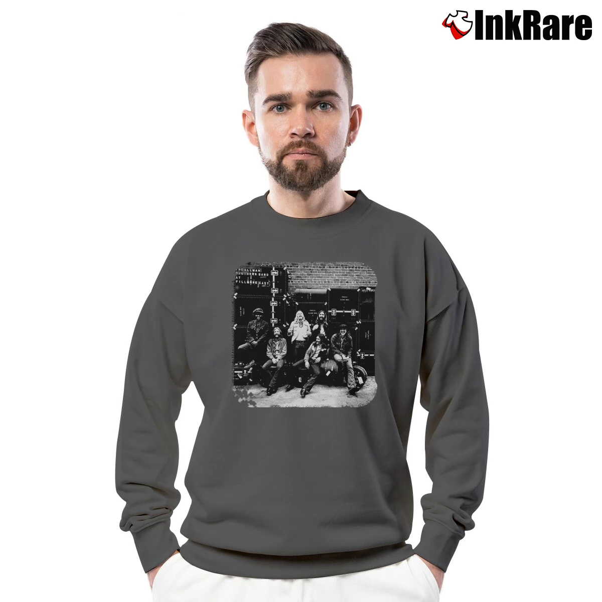 Men’s Allman Brothers Band Fillmore East Crewneck Sweatshirt in charcoal | Cozy Fabric, Clean Style
