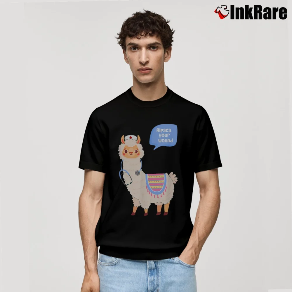 Men’s Alpaca Your Wound Wound Care Nurse Classic T-Shirt in black | Soft, Breathable Everyday Wear