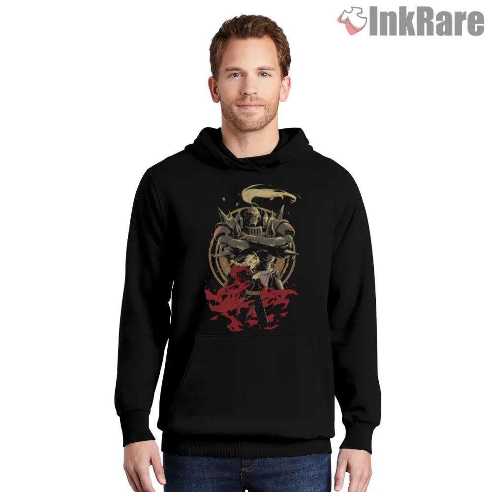 Alphonse Armor Crest Dark Symbol Power Anime Shirt on black hoodie for men graphic tee