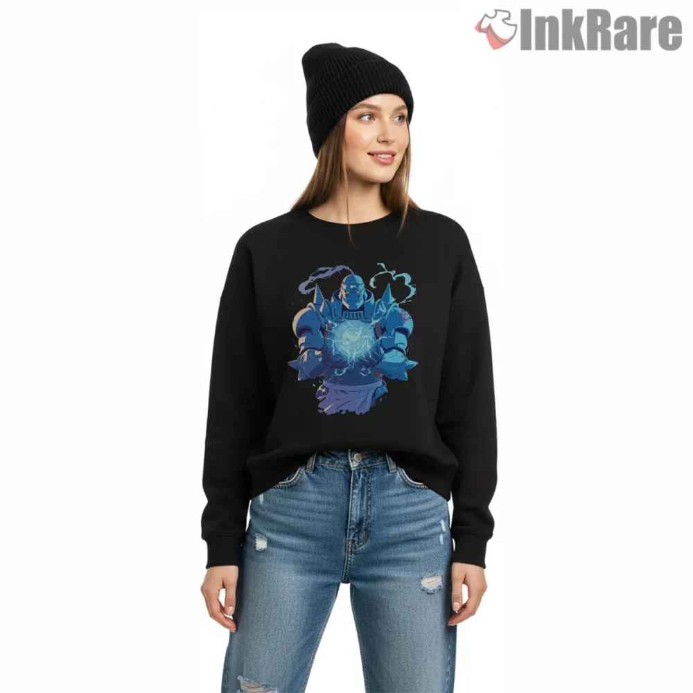 Alphonse Elric Blue Energy Core Minimal Anime Shirt on graphic shirt for women graphic tee