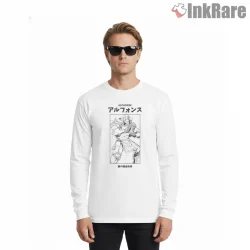 Alphonse Elric Sketch Style Minimal Manga Anime Shirt on white long sleeve shirt for men graphic tee