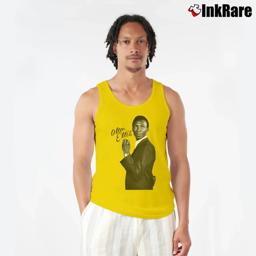 Men’s Alton Ellis Creation Reggae Music Tank Top in yellow | Breathable, Active-Friendly Design