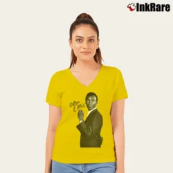 Women’s Alton Ellis Creation Reggae Music V-Neck Tee in yellow | Chic Neckline, Soft Texture