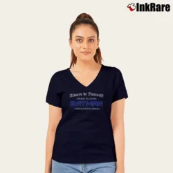 Women’s Always Be Yourself Unless You Can Be Batman V-Neck Tee in navy | Chic Neckline, Soft Texture