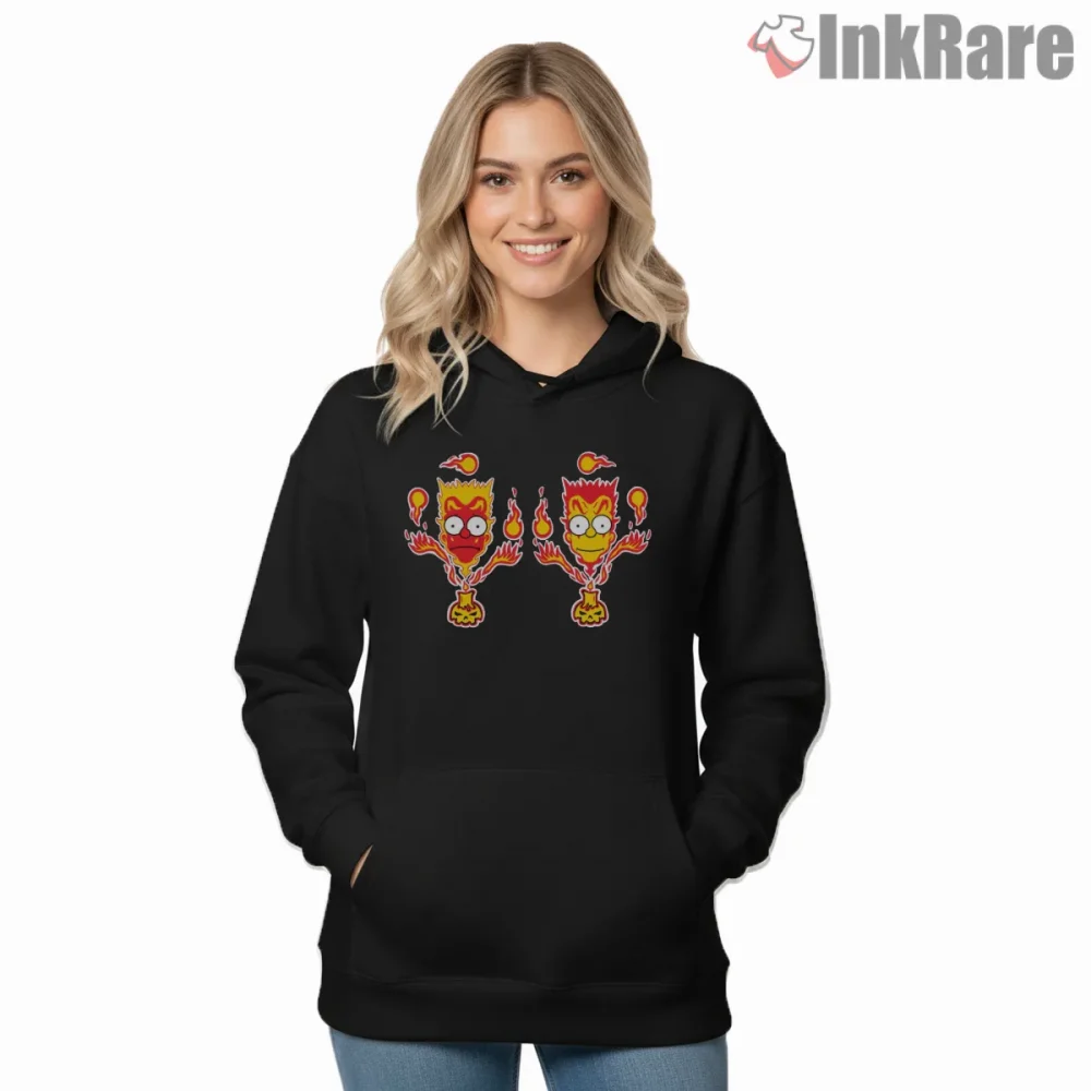 Amazing Simpson Brothers Fire Skull Comic Hero Shirt on black hoodie for women graphic tee