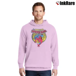 Men’s Amazing Spider Man Marvel Comic Graphic Pullover Hoodie in light pink | Cozy, Durable, Modern Fit