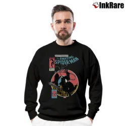 Men’s Amazing Spider Man Symbiotic 25th Anniversary Marvel Crewneck Sweatshirt in black | Cozy Fabric, Clean Style
