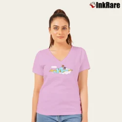 Women’s Ambiguously Gay Duo Comedy V-Neck Tee in light pink | Chic Neckline, Soft Texture