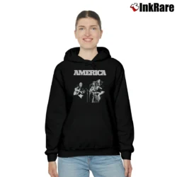 Women’s America Classic Rock Band Graphic Cozy Hoodie in black | Warm, Structured, Stylish