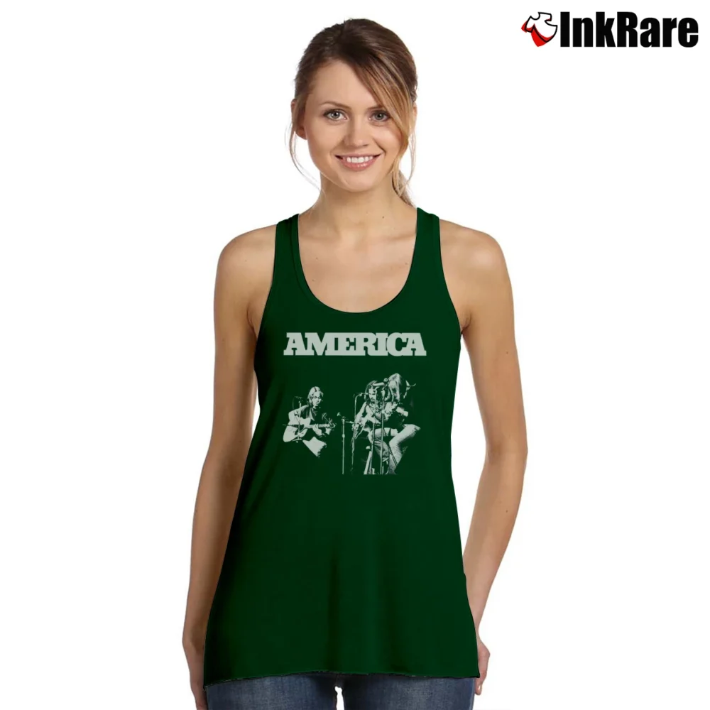 Women’s America Classic Rock Band Graphic Tank Top in forest green | Lightweight, Movement-Friendly