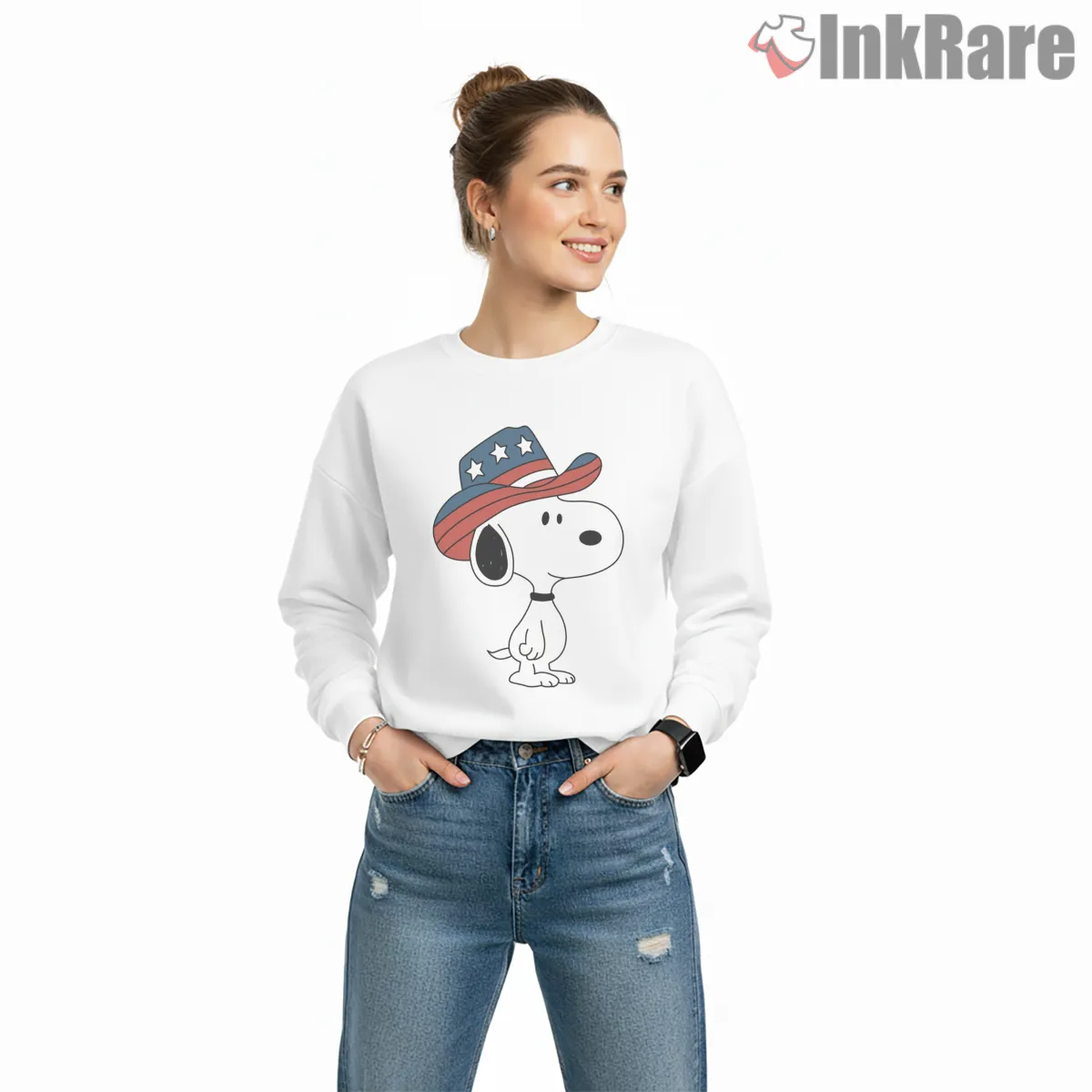 American Cowboy Snoopy Patriotic Hat Shirt on graphic shirt for women graphic tee