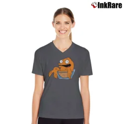 Women’s American Dad Klaus V-Neck Tee in charcoal | Chic Neckline, Soft Texture