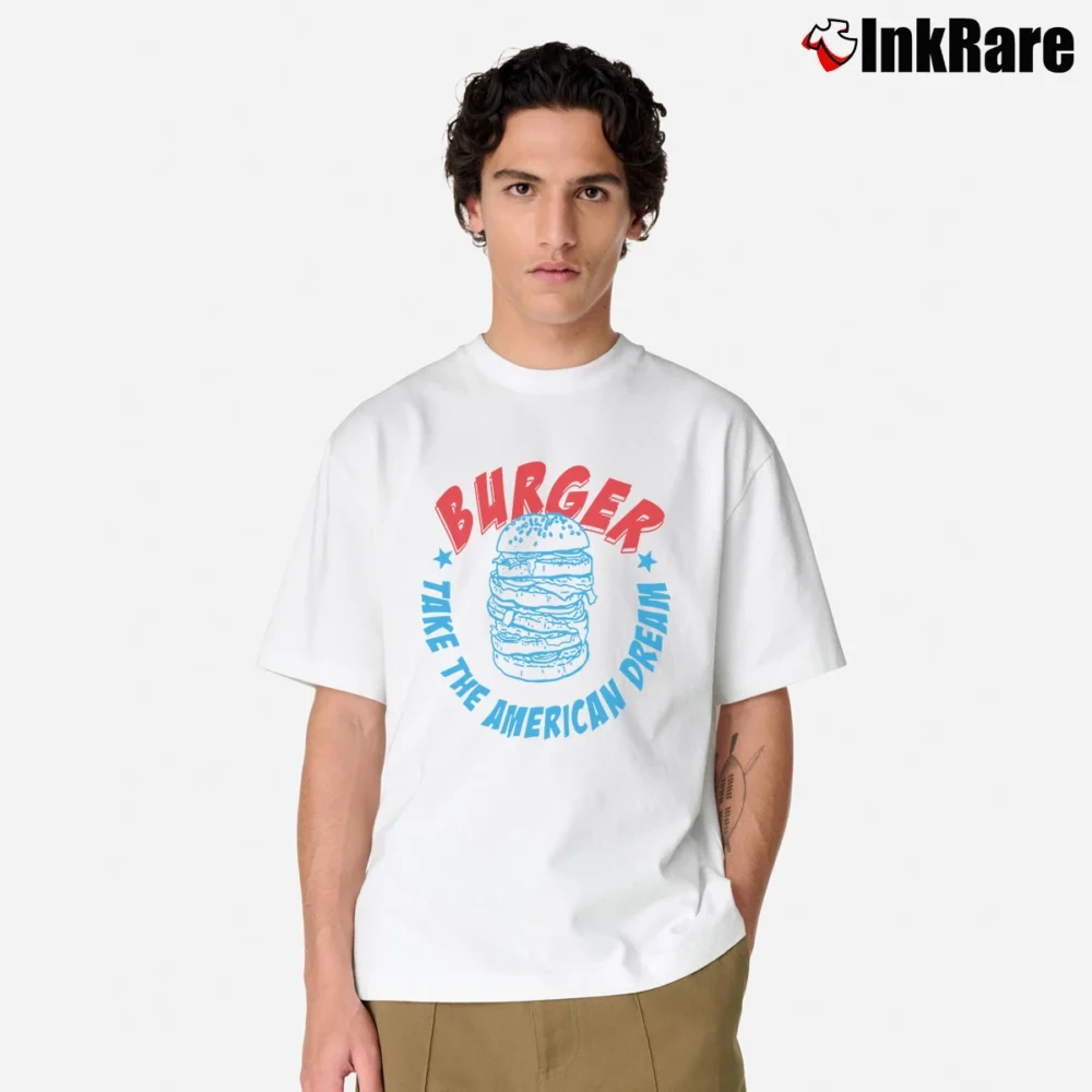 Men’s American Dream Burger Graphic Classic T-Shirt in white | Soft, Breathable Everyday Wear