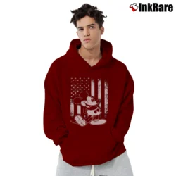 Men’s American Flag Mickey Mouse Pullover Hoodie in maroon | Cozy, Durable, Modern Fit