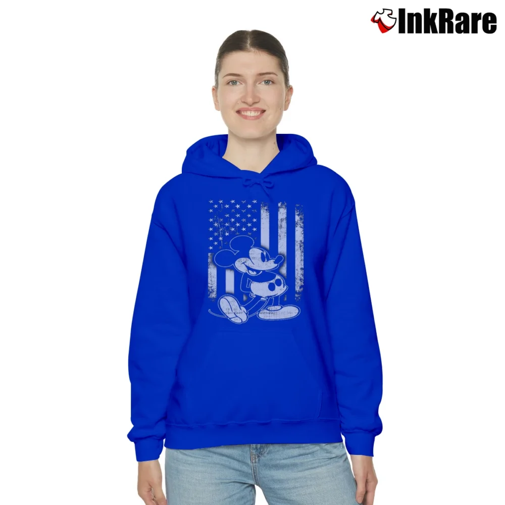 Women’s American Flag Mickey Mouse Cozy Hoodie in royal blue | Warm, Structured, Stylish
