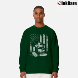 Men’s American Flag Mickey Mouse Long-Sleeve Shirt in forest green | Sleek, Lightweight, Year-Round Wear