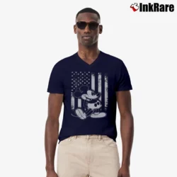 Men’s American Flag Mickey Mouse V-Neck Tee in navy | Sharp, Breathable, Everyday Staple