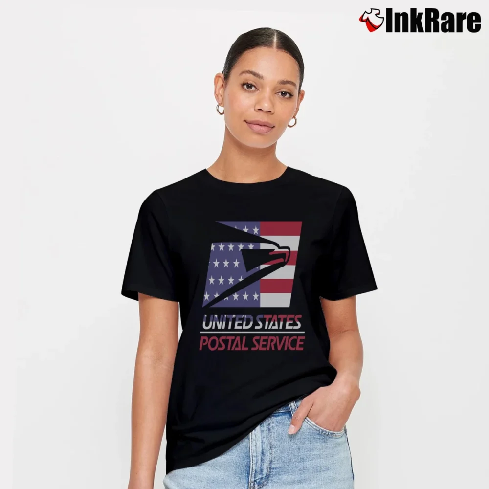 Women’s American Flag Usps Postal Worker Signature T-Shirt in black | Soft, Flattering Fit