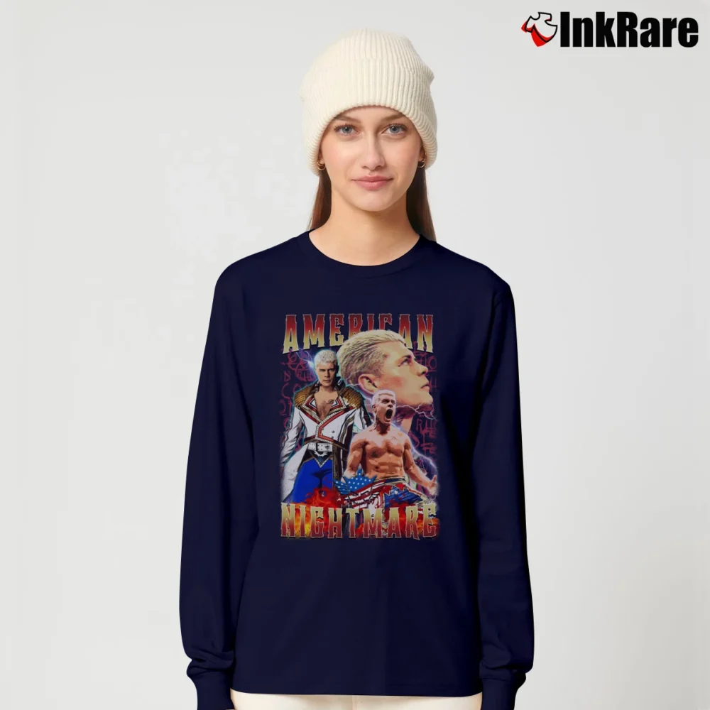 Women’s American Nightmare Cody Rhodes Bootleg Long-Sleeve Top in navy | Sleek, Versatile, All-Season