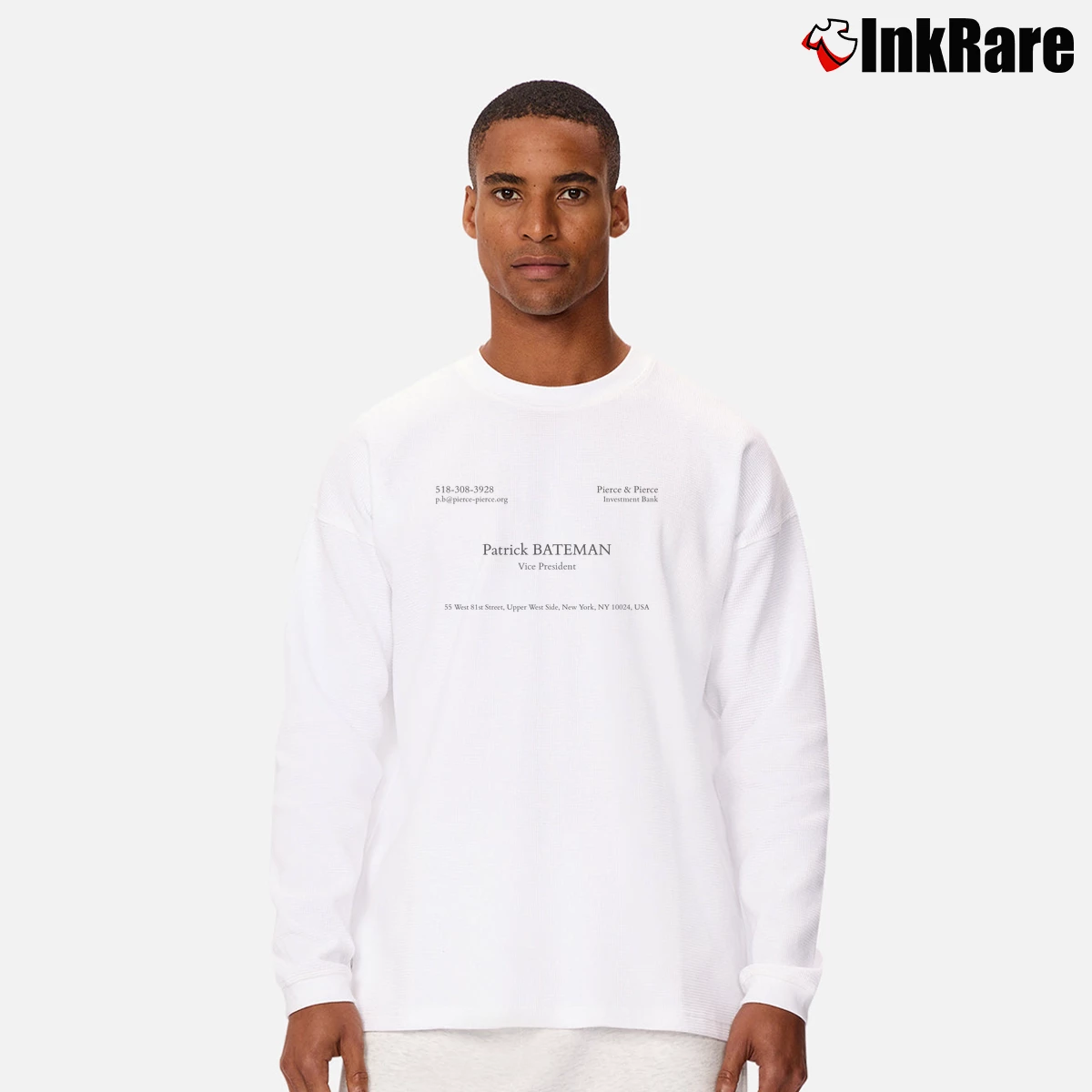American Psycho Business Card Men’s Long-Sleeve Tee in white – Versatile Layering Men’s American Psycho Business Card Long-Sleeve Shirt in white | Sleek, Lightweight, Year-Round Wear
