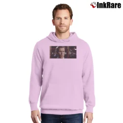 Men’s American Psycho Christian Bale Meme Pullover Hoodie in light pink | Cozy, Durable, Modern Fit