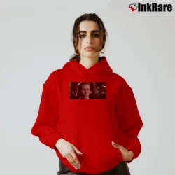 Women’s American Psycho Christian Bale Meme Cozy Hoodie in red | Warm, Structured, Stylish